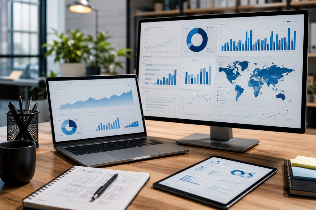 SEO analytics dashboard and digital marketing workspace